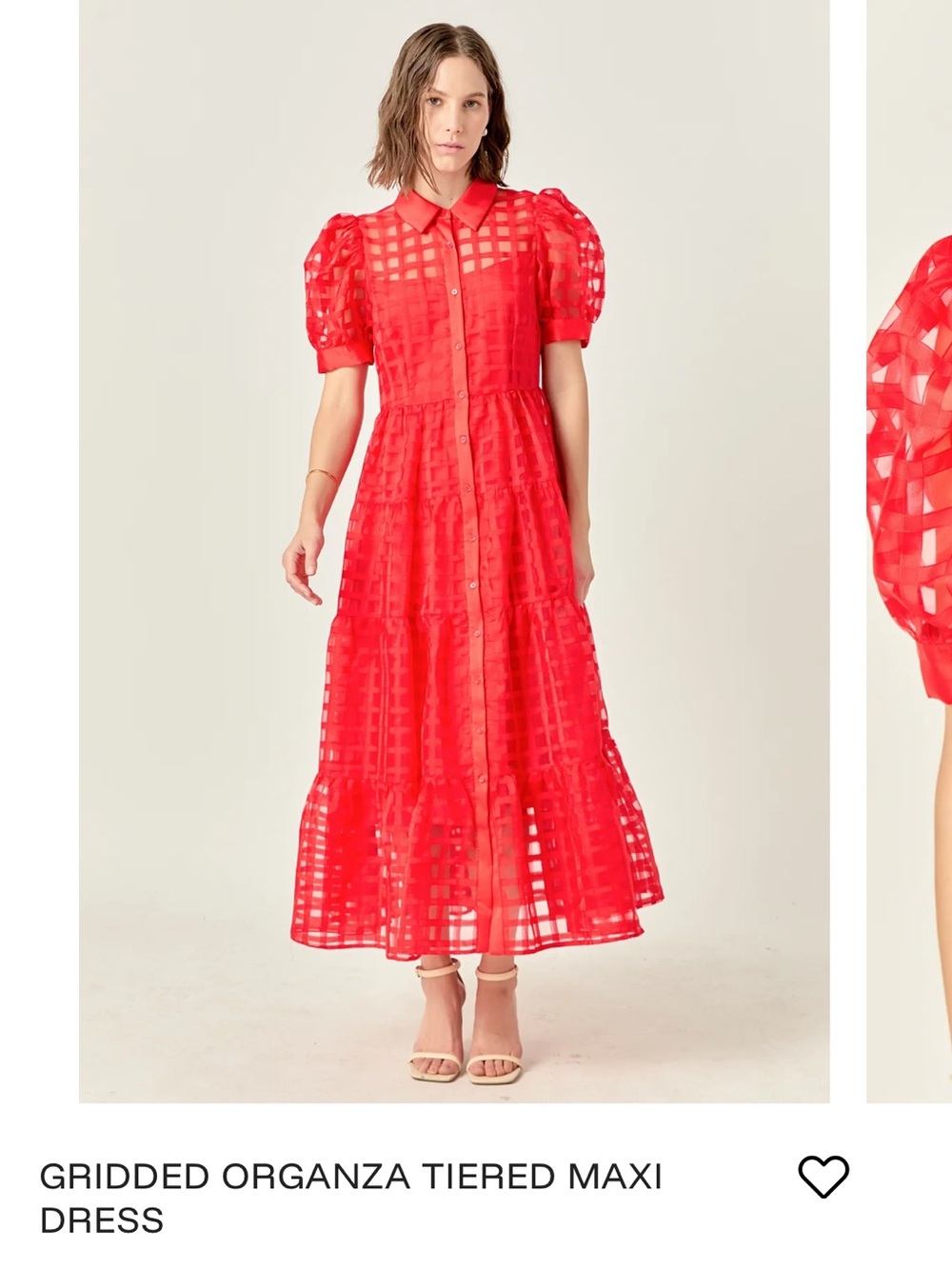 English Factory Red Gridded Organza Tiered Maxi Dress